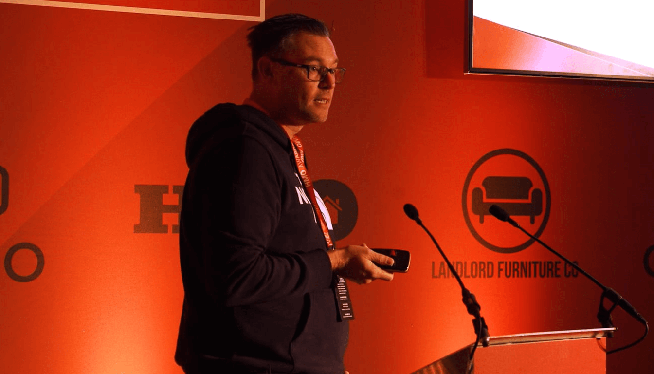 Darren Brewer speaking at the HMO Awards