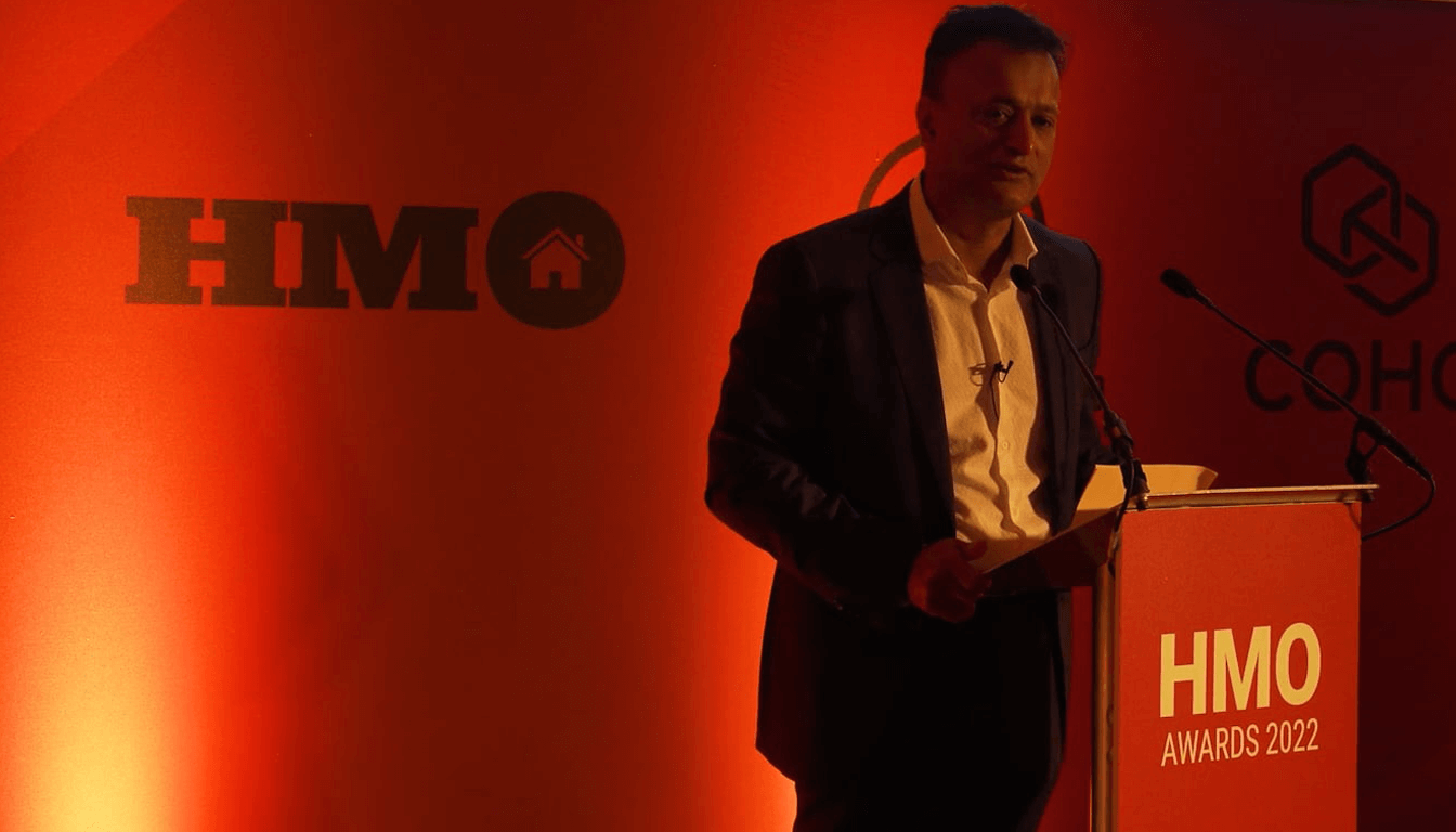 Ranjan Battacharya speaking at the HMO Awards
